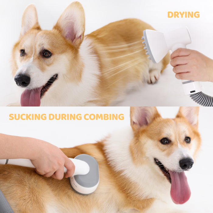 ExacMe 7 in 1 Dog Grooming Vacuum & Dryer Kit, Suction 99% Pet Hair with 2.5L Dust Cup, Adjustable Speed/Temperature Cat Dog Blower, PV3687