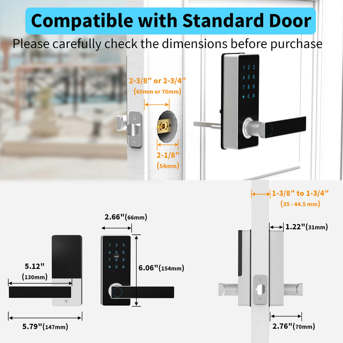 Exacme Keyless Entry Door Lock with G2 Gateway, WIFI Deadbolt Smart Fingerprint Lock with Handle, Keypad Door Lock Compatible with Alexa & Google Assistant, TG01