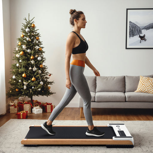 ExacMe Walking Pad, Wood Under Desk Treadmill for Home Office Walking Jogging, Portable Treadmills with LED Display, Remote Control, TM2590